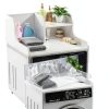 DTK Washer Dryer Countertop with Shelf Single White Wood Design-3