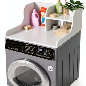DTK Washer Dryer Countertop with Shelf Single White Wood Design-0