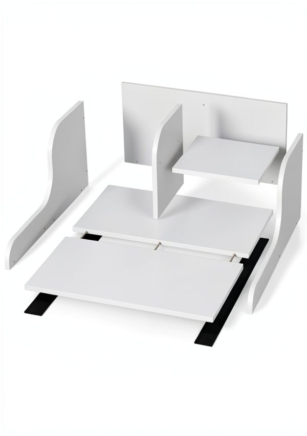 DTK Washer Dryer Countertop with Shelf Single White Wood Design-6