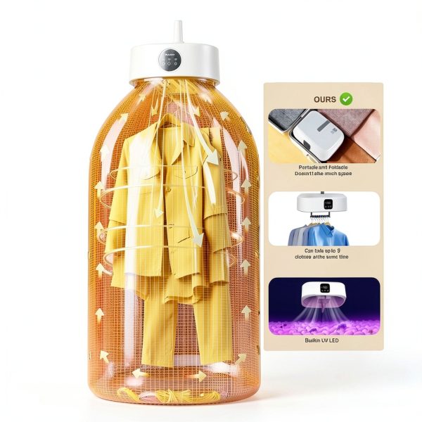 Portable Dryers-Foldable Dryers-With Remote Control Mini Dryer- Great For Travel, RV, Home, Apartment-Electric Fast And Efficient Drying And Easy To Use And Store-1